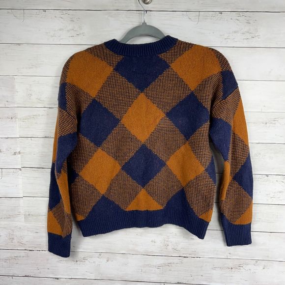 Madewell Navy and Brown Plaid Sweater - Picture 3 of 5